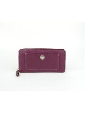 Coach‎ Burgundy Leather Accordion Zip Around Wallet
